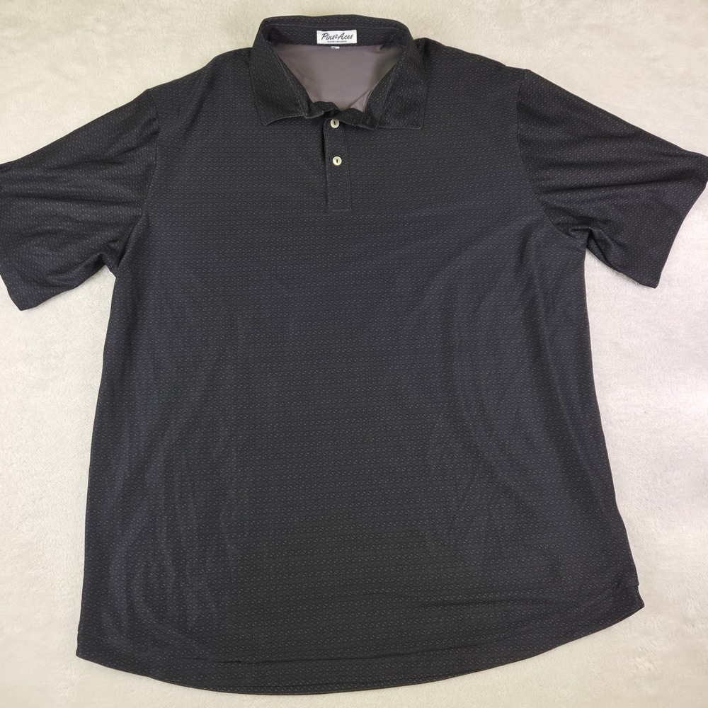 Pins & Aces Mens Spade Pattern Golf Polo Shirt Black Charcoal Short Sleeve 2XL